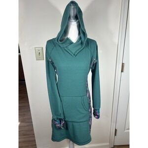 Youer Treasure Dress XS Teal Waffle Knit Made in USA Discontinued Print BOHO